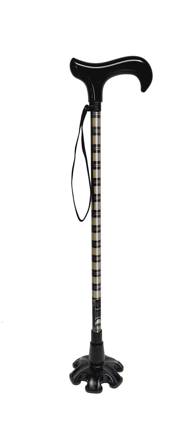 Canne autoportante tartan beige Poignée derby