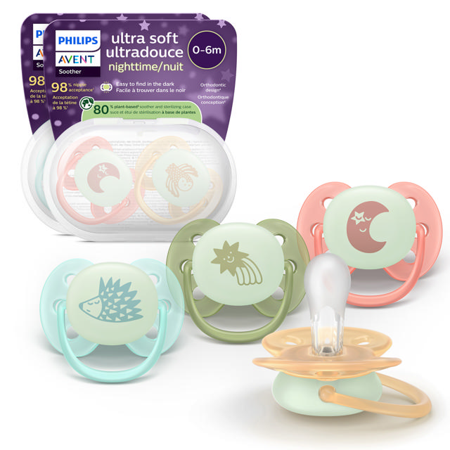 Sucette +0m Soft night déco – lot de 4