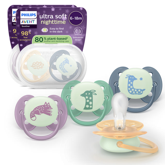 Sucette +6m Soft night déco – lot de 4